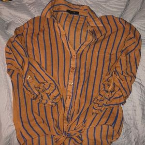 Stripped Button Crop